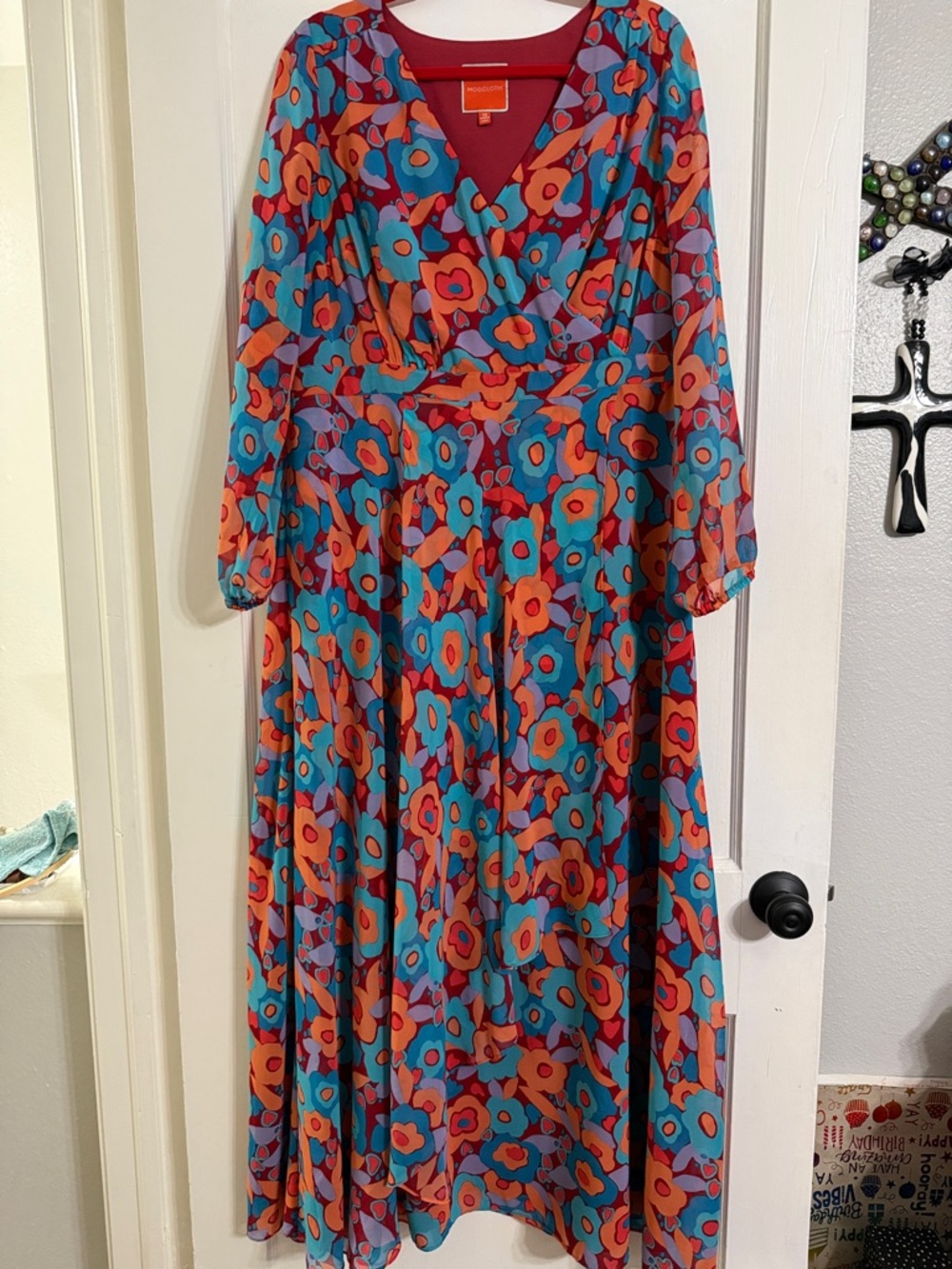 Modcloth Floral Wrap Maxi Dress - Red & Turquoise